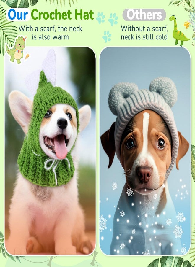 Simlakey Dinosaur Costume Pet Crochet Cute Hat Cotton Soft Knitted Hats for Cats Kitten Puppy Pets Winter Costume - Image 2